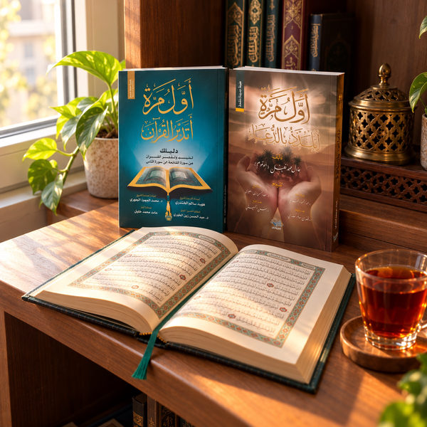 بعد: المصحف مفتوح والكتب جنبه