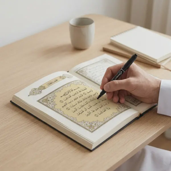 ✓ المصحف المظلل بخط اليد مثالي للكتابة وتعلم نص القرآن